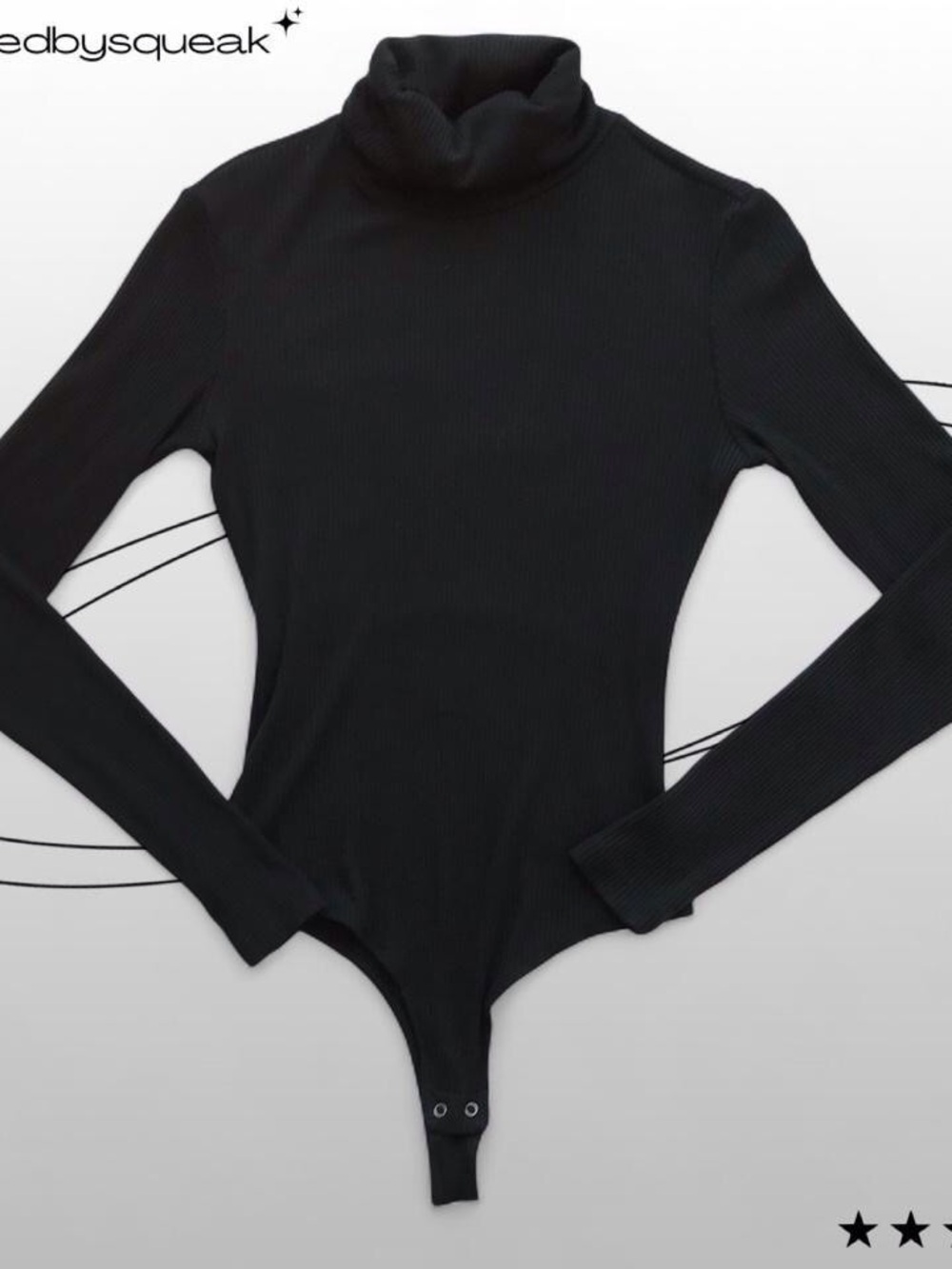 Z Supply Black Ribbed Turtleneck Longsleeve Bodysuit Top Small Goth Academia